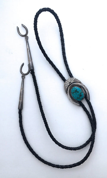 HORSE PLAY Vintage Navajo Silver and Turquoise Horseshoe Bolo Tie