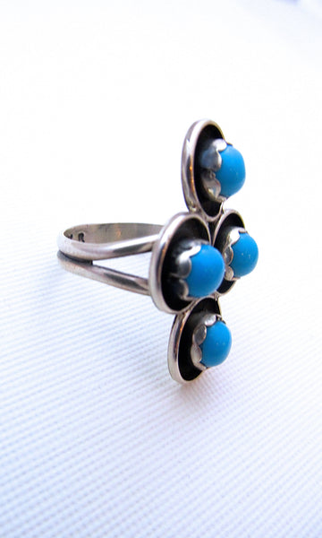 LOTTY DOTTY Sterling and Turquoise Bead Ring, Sz 7 1/2