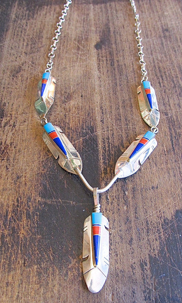 FEATHERED FRIEND Silver, Turquoise, & Spiny Oyster Necklace