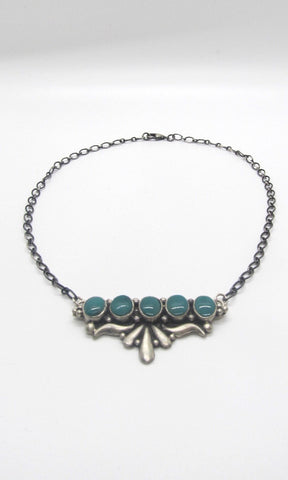 HANG FIVE Sterling Silver and Turquoise Sandcast Pendant Necklace by E Richards