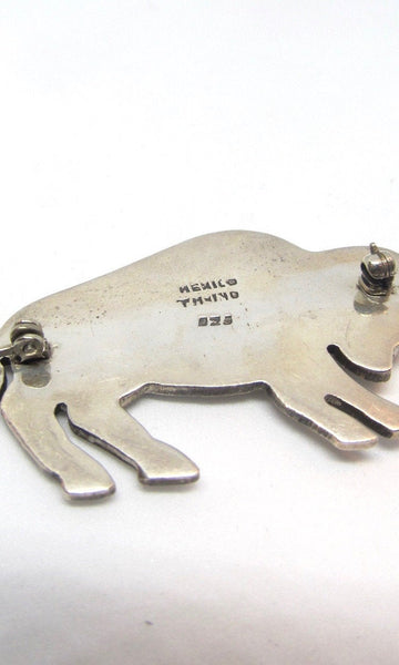 BUFFALO GAL  1990s TM-140 Mexican 925 Sterling Silver and Brass American Bison Brooch