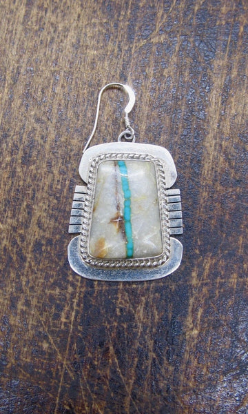 LUCKY STRIPE Navajo Silver & Boulder Ribbon Turquoise Earrings
